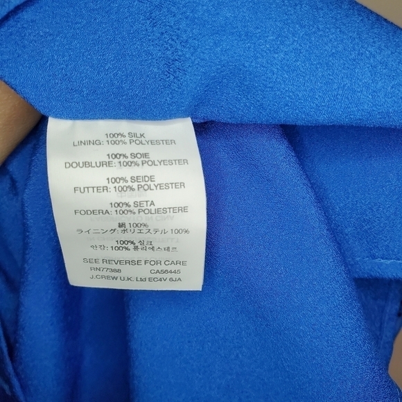 J. Crew Border Print Vibrant Blue Silk Dress Sz 2 - Picture 9 of 13